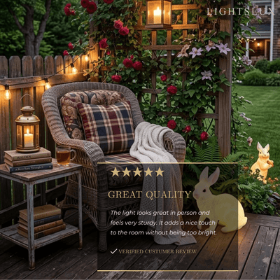 Easter Bunny Outdoor Light – Cute Sitting & Carrot Bunny Garden Lamp