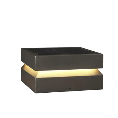 Modern Concave Solar Outdoor Pillar Lights – Black Metal