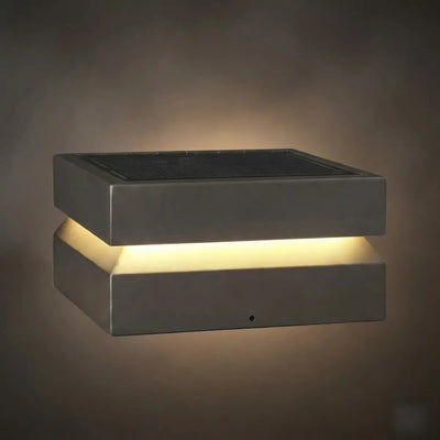 Modern Concave Solar Outdoor Pillar Lights – Black Metal
