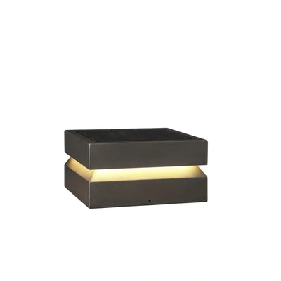 Modern Concave Solar Outdoor Pillar Lights – Black Metal