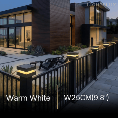 Modern Concave Solar Outdoor Pillar Lights – Black Metal