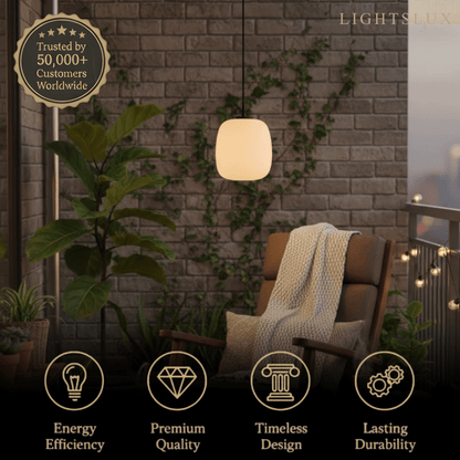 Crema Retro White Outdoor Pendant Light Metal/Acrylic Lantern Design
