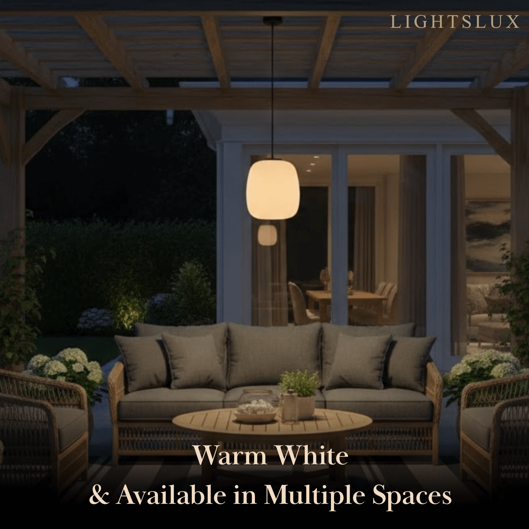 Crema Retro White Outdoor Pendant Light Metal/Acrylic Lantern Design