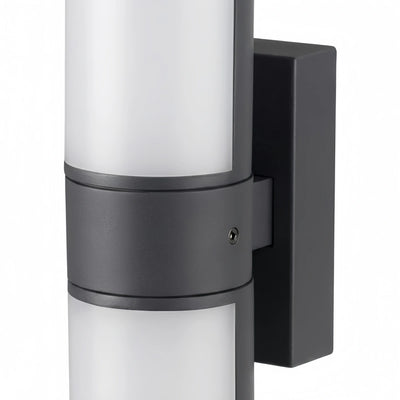 Irondale Modern Sensor Outdoor Wall Sconce - Black Metal & Acrylic Cylinder Garden