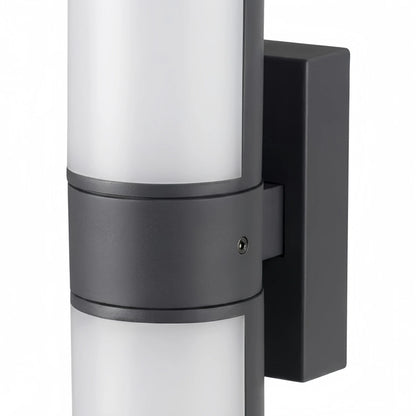 Irondale Modern Sensor Outdoor Wall Sconce - Black Metal & Acrylic Cylinder Garden