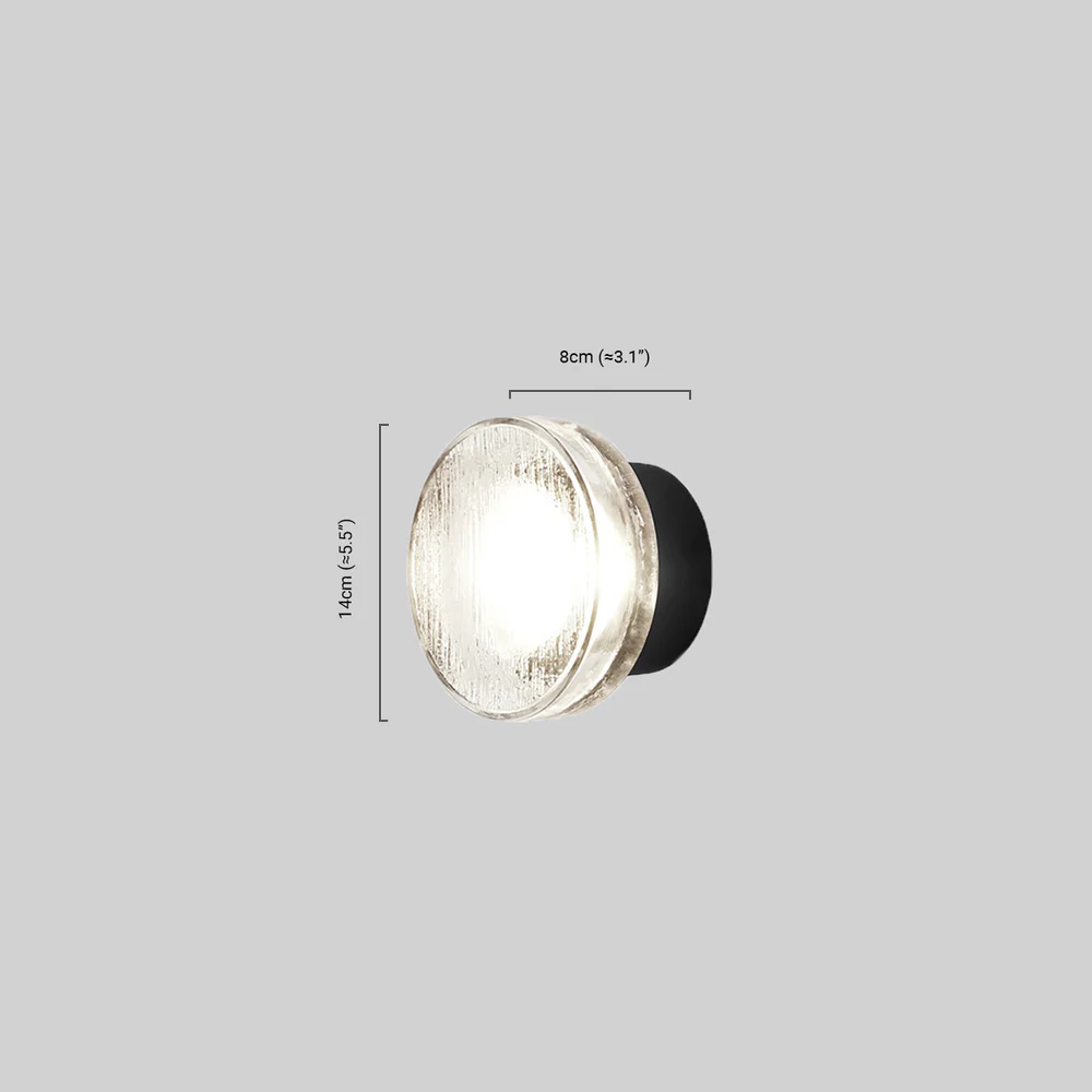 Outdoor Wall Lamp - Clear Glass & Metal Round Design for Patio