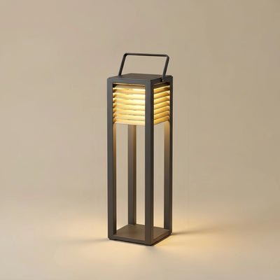 Irondale Modern Solar Outdoor Floor Lamp – Rectangular Black Lantern Light Garden/Patio