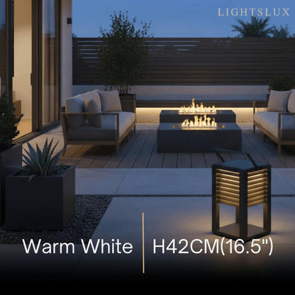 Irondale Modern Solar Outdoor Floor Lamp – Rectangular Black Lantern Light Garden/Patio
