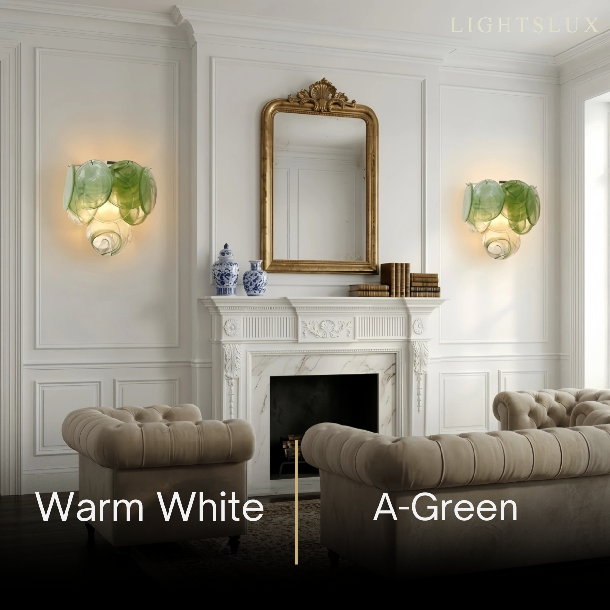 Vetro Art Deco Glass Wall Lamp -- Iron Body Pink/Green/White Finish for Living Room