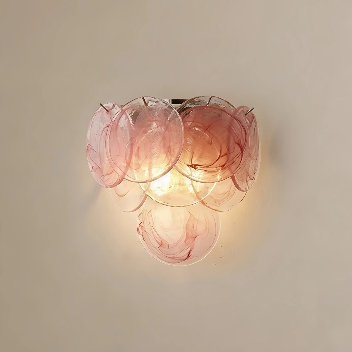 Vetro Art Deco Glass Wall Lamp -- Iron Body Pink Finish for Living Room