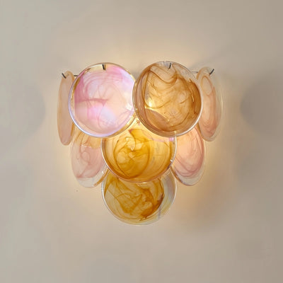 Art Deco Glass Wall Lamp -- Iron Body Pink/Green/White Finish for Living Room