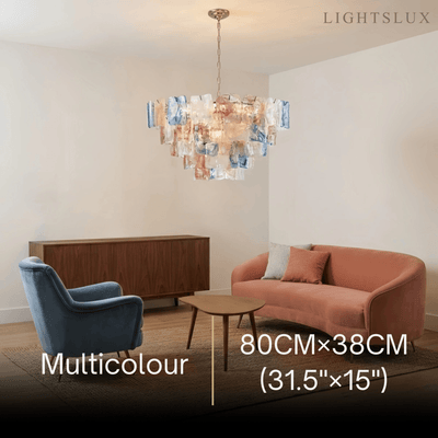 Excelis Luxury Branch-Style Tiered Chandelier— Metal & Glass Multicolor for Living Room