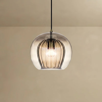 Vetro Nordic Globe Pendant Light – Clear or Amber Glass for Bedroom