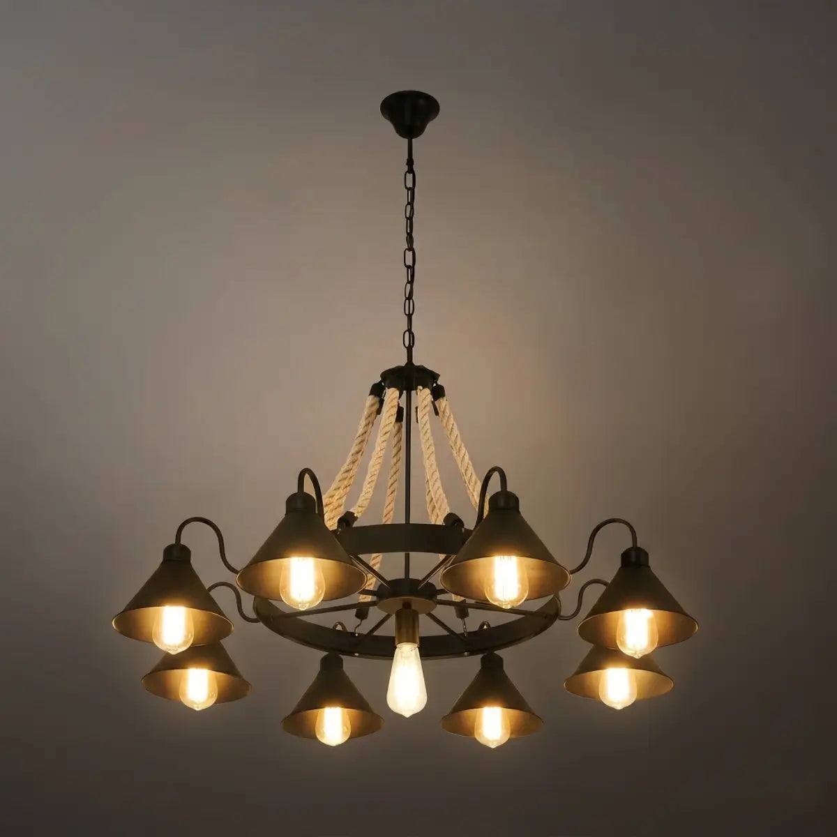 Industrial Ring Chandelier - Black Metal
