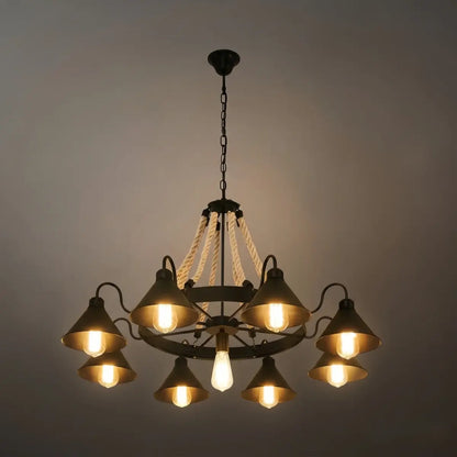 Industrial Ring Chandelier - Black Metal