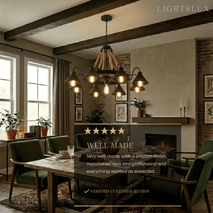 Industrial Ring Chandelier - Black Metal