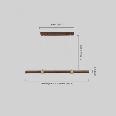 Arcato Modern Walnut Linear Pendant Light
