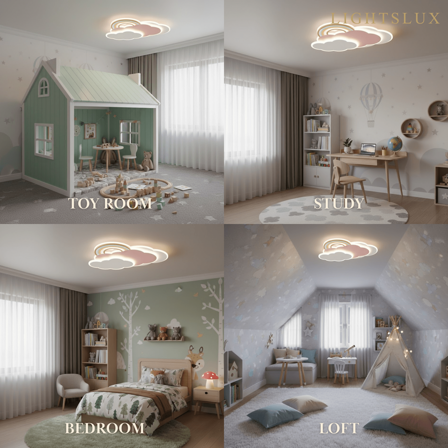 Vivara Cartoon Cloud-Shaped LED Flush Mount Ceiling Light – Kids Room Lamp