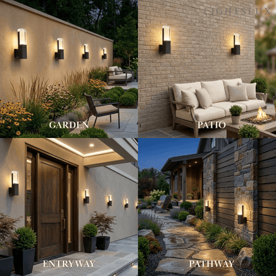Arcato Modern Rectangle Wall Sconce - Black Metal for Garden/Outdoor Spaces