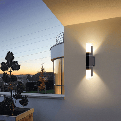 Modern Black Rectangle Outdoor Double-Head Wall Light for Patio