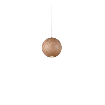 Zenno Minimalist Wood Pendant Light - Brown Globe for Living Room/Dining Room