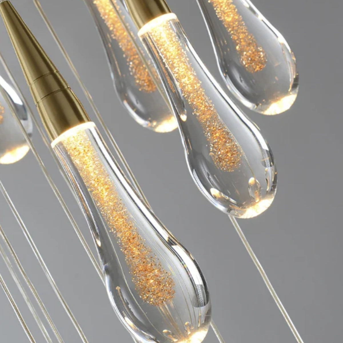 Excelis Art Deco Teardrop Pendant Light - Gold