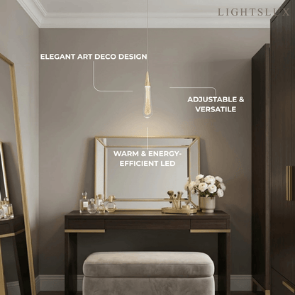 Excelis Art Deco Teardrop Pendant Light - Gold
