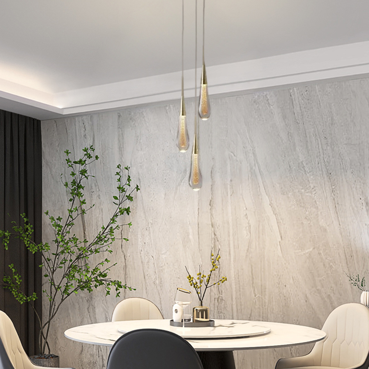 Excelis Art Deco Teardrop Pendant Light - Gold