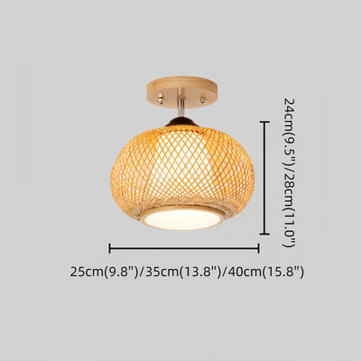 Bamburo Rustic Boho Rattan Ceiling Light – Bamboo Flush Mount for Dimensions