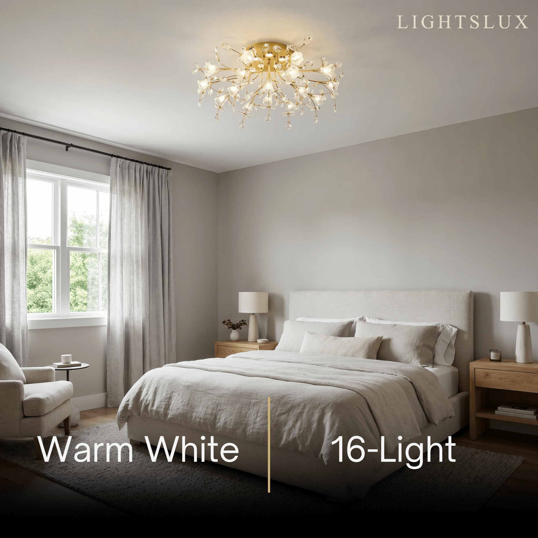 Excelis Royal Dendrite Ceiling Light – Gold Metal & Glass Fixture Living Room/Bedroom