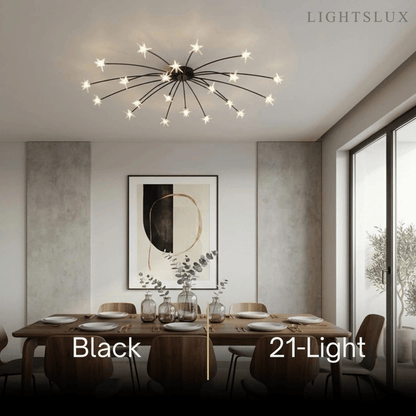 Nebula Art Deco Ceiling Light - Gold/Black/Chrome Metal Fixture for Bedroom