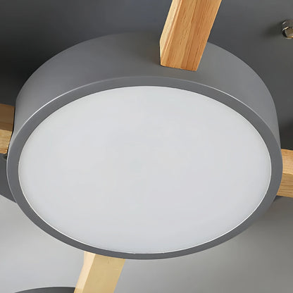 Round Ceiling Light – 3-Color Fixture with Three Heads Bedroom