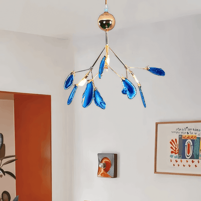 Excelis Art Deco Natural Agate Chandelier - Leaf