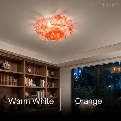 Lunara Art Deco Acrylic Ceiling Light - White Floral Design for Living Room