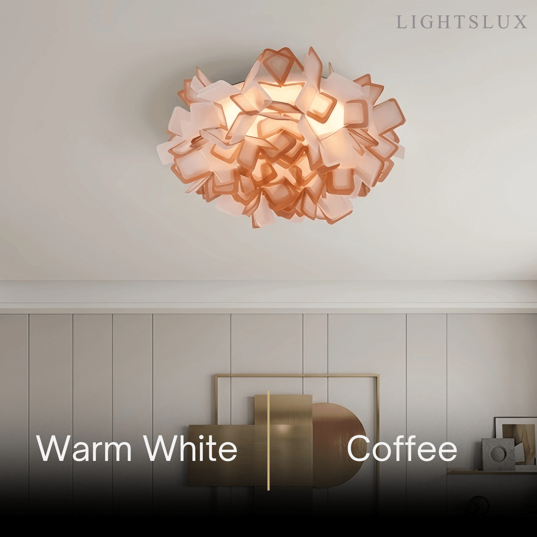 Lunara Art Deco Acrylic Ceiling Light - White Floral Design for Living Room