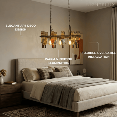 Arcato Art Deco Wine Bottle Pendant Light - Rust Glass  Dining Room/Bar