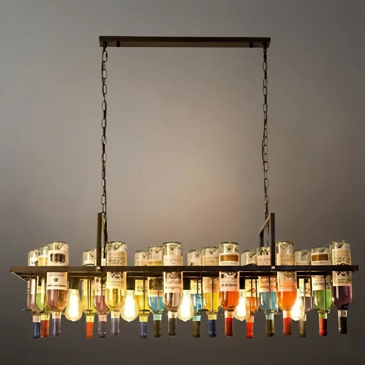 Arcato Art Deco Wine Bottle Pendant Light - Rust Glass  Dining Room/Bar