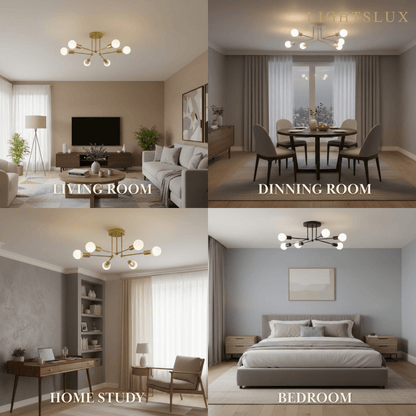 Nebula Royal Gold/Black LED Chandelier – Elegant Lighting for Living Room/Bedroom
