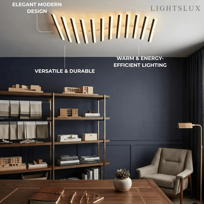 Arcato Minimalist Linear Flush Mount Light - Metal Ceiling Light for Living Room