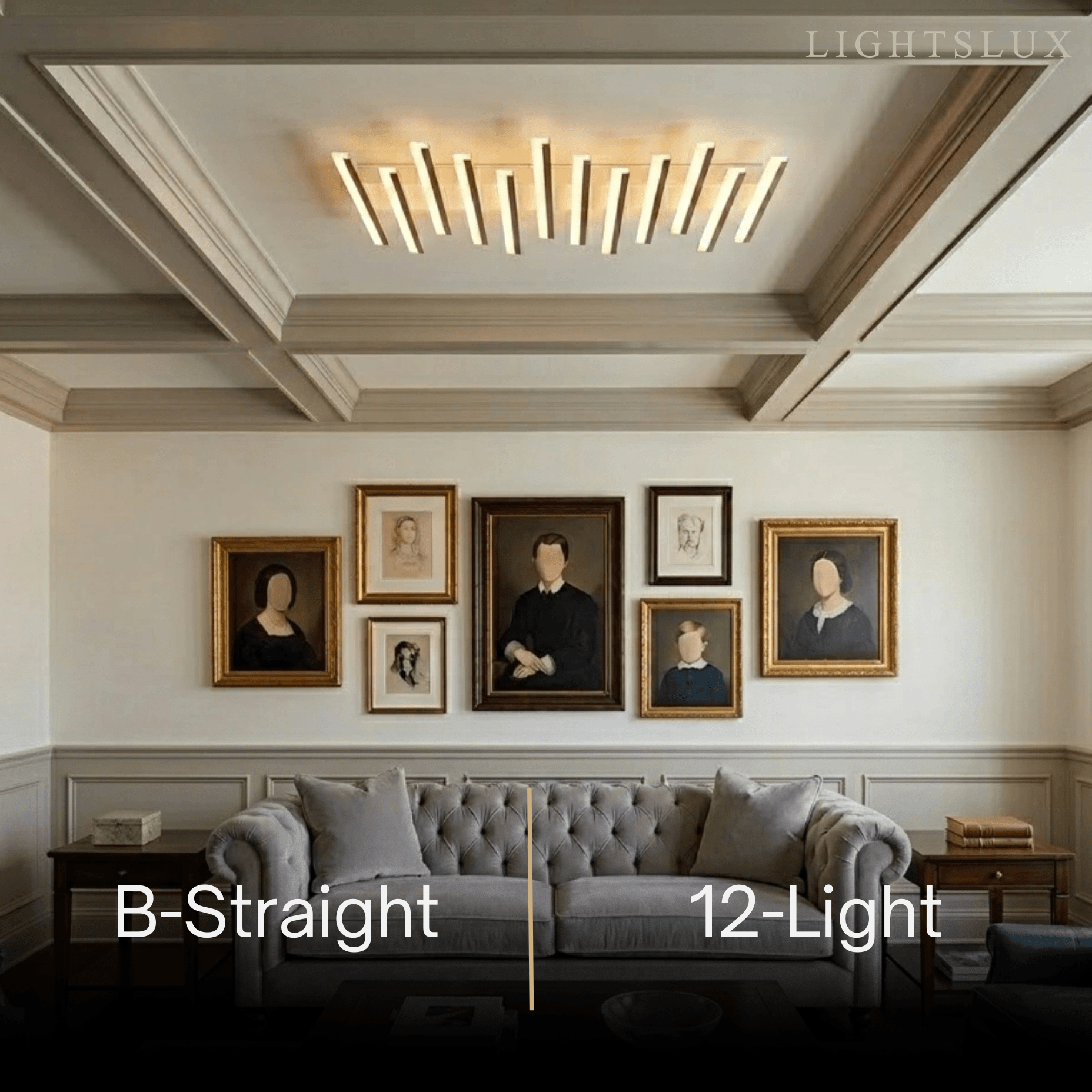 Arcato Minimalist Linear Flush Mount Light - Metal Ceiling Light for Living Room