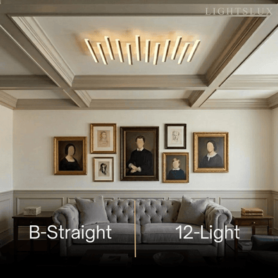 Arcato Minimalist Linear Flush Mount Light - Metal Ceiling Light for Living Room