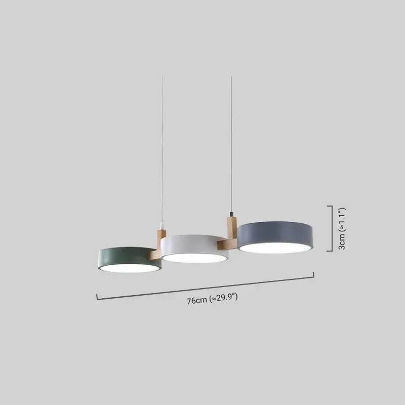 Arcato Nordic 3-Disc Pendant Light – Metal & Wood Lamp for Living Room