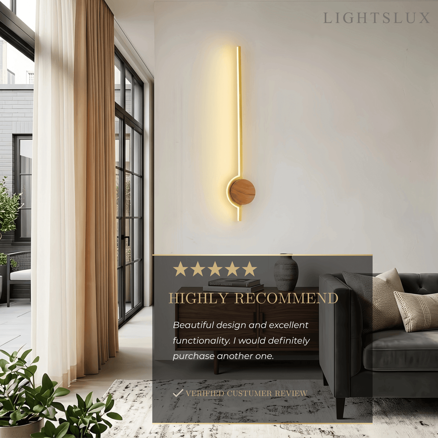 Arcato Nordic Wood & Acrylic Wall Lamp - White/Gold/Black for Dining Room