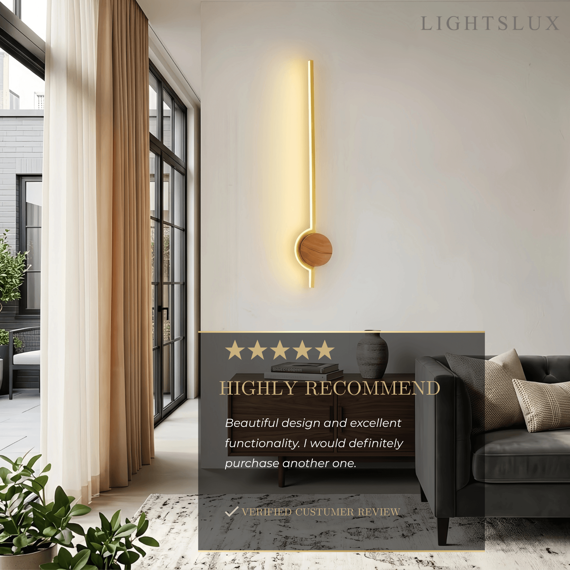 Arcato Nordic Wood & Acrylic Wall Lamp - White/Gold/Black for Dining Room