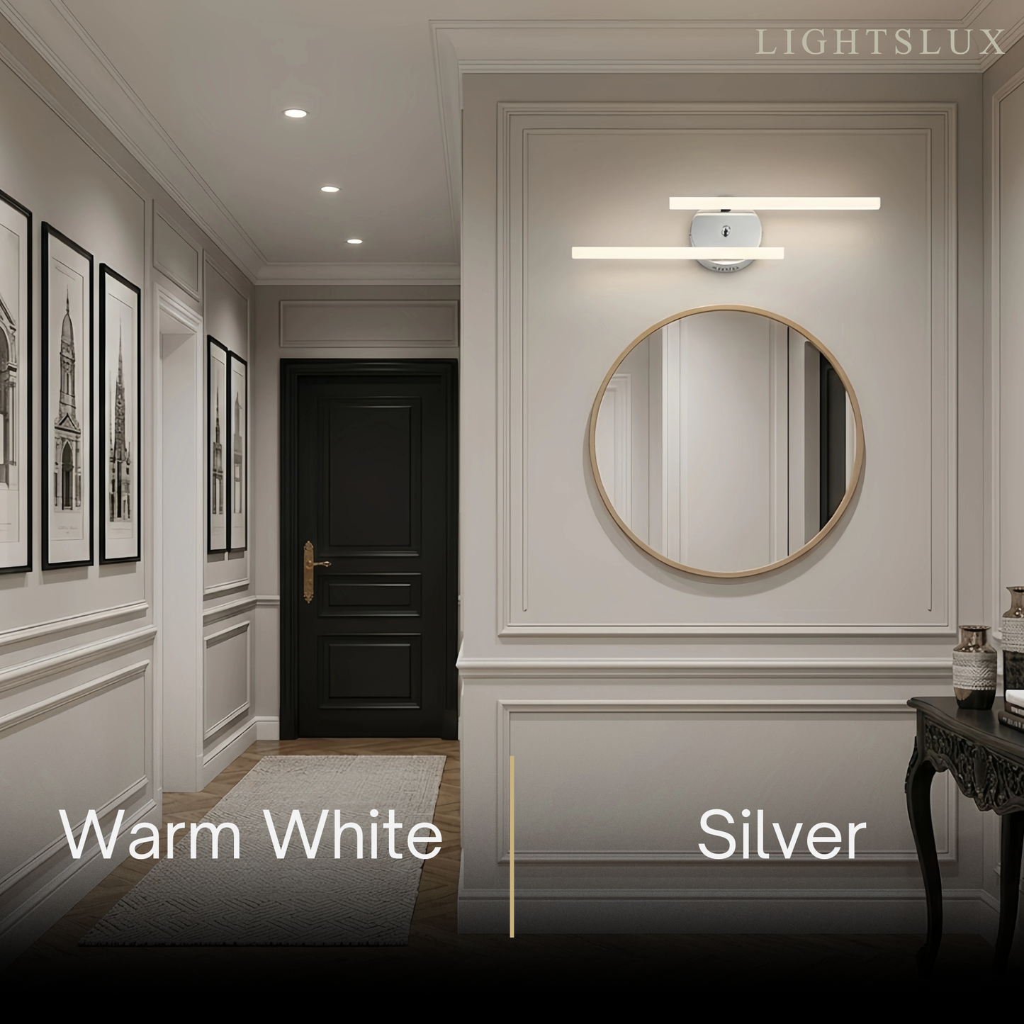 Arcato Modern Black Silver Double Linear Wall Light