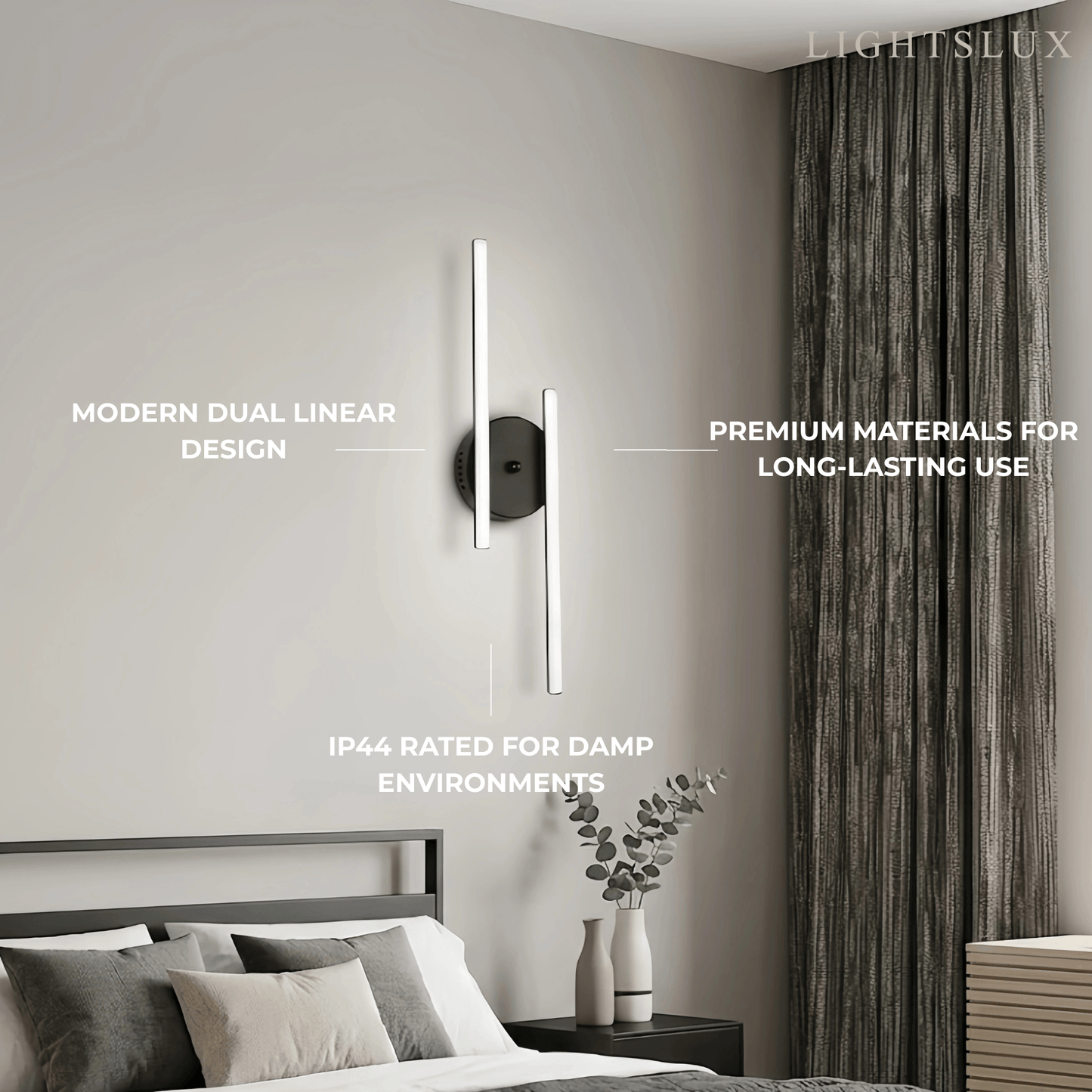 Arcato Modern Black/Silver Double Linear Wall Light
