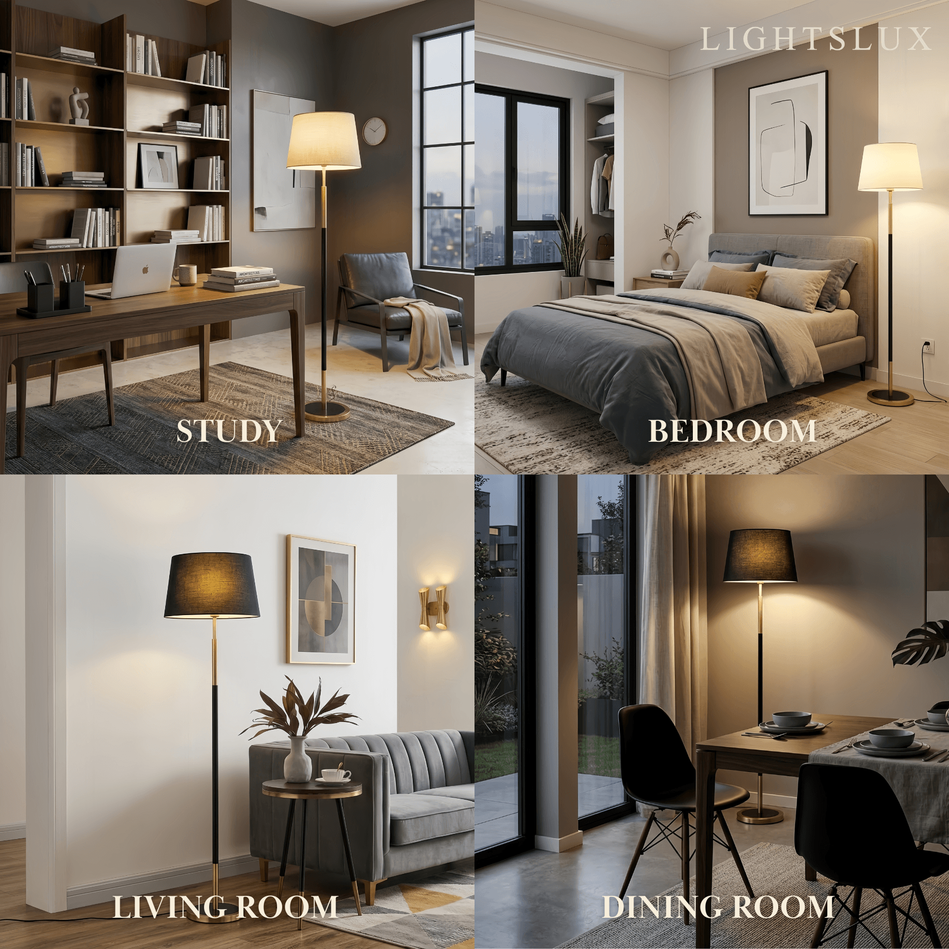 Zenno Modern Cylinder Fabric Floor Lamp