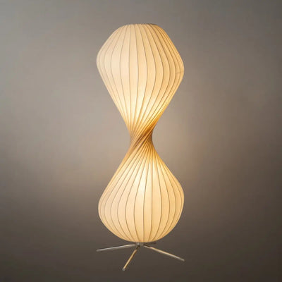 Zenno Art Deco Floor Lamp – White Pleated Fabric & Metal for Bedroom