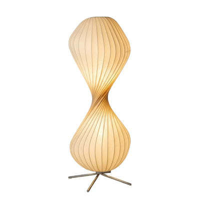 Zenno Art Deco Floor Lamp – White Pleated Fabric & Metal for Bedroom