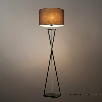 Modern Floor Lamp with Cylindrical Fabric Shade